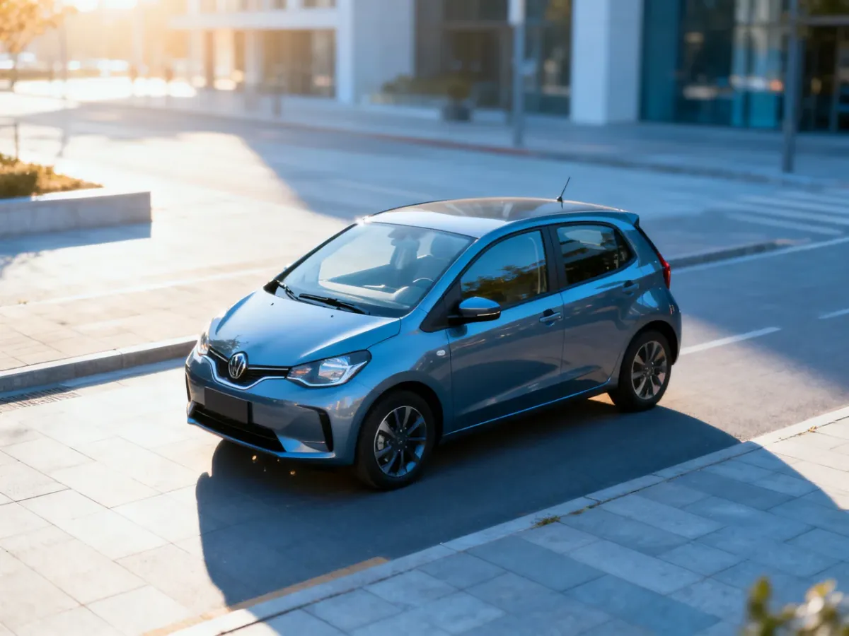 Nowoczesna Skoda Citigo zaparkowana na miejskiej ulicy w słoneczny poranek, podkreślająca kompaktowy design auta.